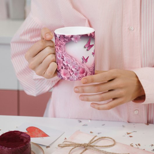 3D Pink Butterfly Coffee Mok: Een Flutter Beauty Tweekleurige Koffiemok