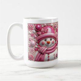 3D Pink Christmas Snowman Koffiemok