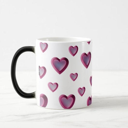 3D Pink Hearts Patroon – Romantisch Magische Mok (Links)