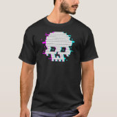 3D Pixel Schedel Glitch Kunst Gamer Cadeau T-shirt (Voorkant)
