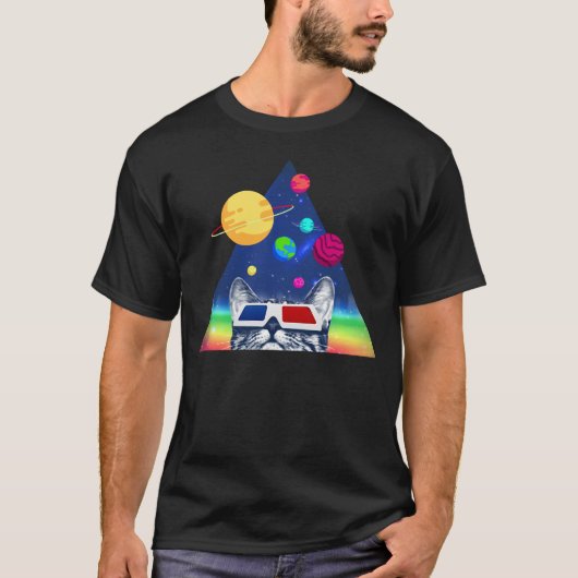 3D planet cat T-shirt (Voorkant)