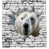 3D Polar Bear Wall Break Art – Realistic Safari Douchegordijn (Voorkant)