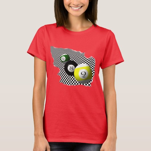 3D Pool Balls Psychobable Splash T-shirt (Voorkant)
