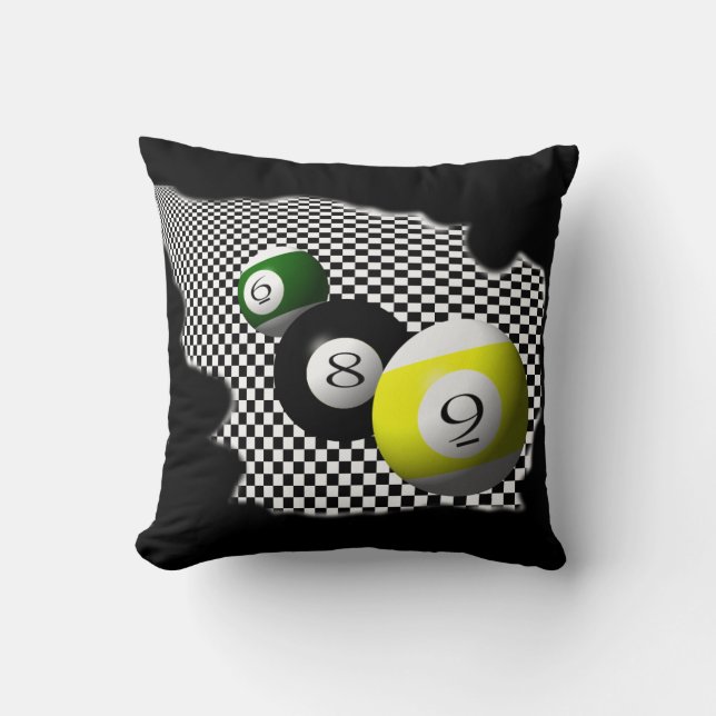 3D Poolballen Psychobabble Splash Kussen (Voorkant)