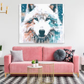 3D Poolwolf Canvas Afdruk (Insitu (Woonkamer))