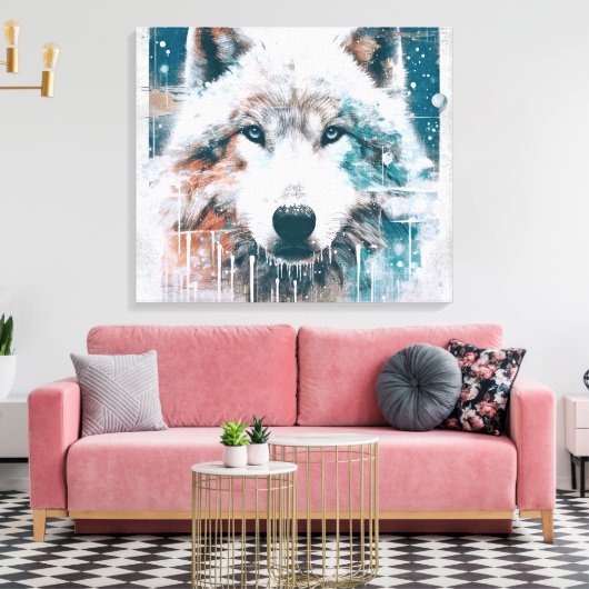 3D Poolwolf Canvas Afdruk (Insitu (Woonkamer))