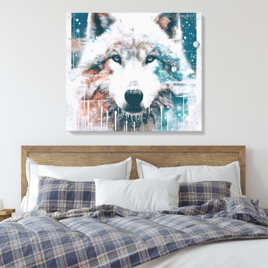 3D Poolwolf Canvas Afdruk (Insitu (Slaapkamer))