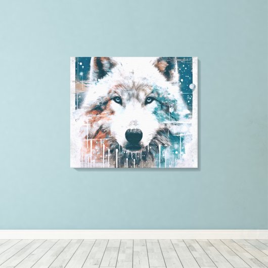 3D Poolwolf Canvas Afdruk (Insitu (Houten vloer))
