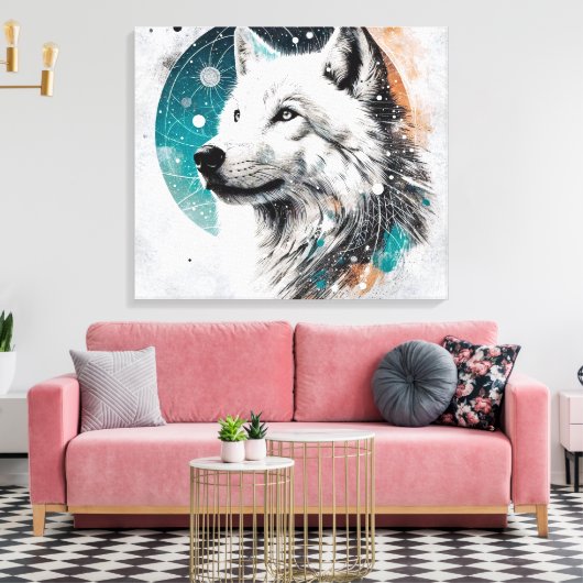 3D Poolwolf Canvas Afdruk (Insitu (Woonkamer))