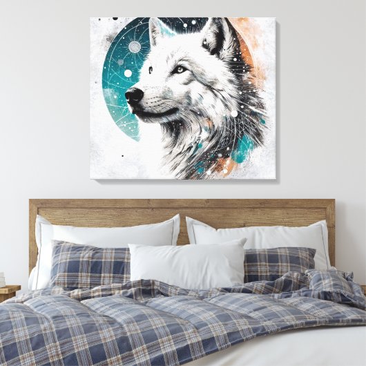 3D Poolwolf Canvas Afdruk (Insitu (Slaapkamer))