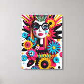 3D Pop Art Portrait – Kleurrijke Abstracte Vrouw m Canvas Afdruk (Voorkant)