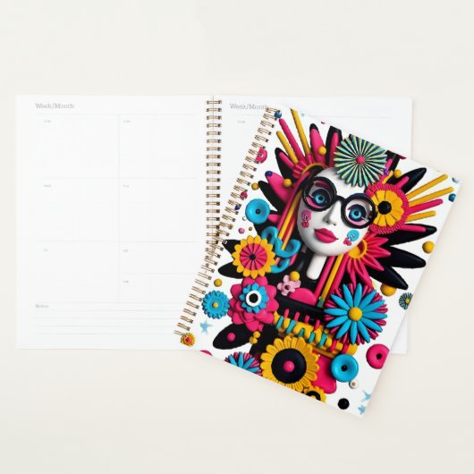 3D Pop Art Portrait – Kleurrijke Abstracte Vrouw m Planner (Display)