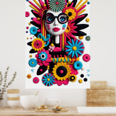 3D Pop Art Portrait – Kleurrijke Abstracte Vrouw m Poster (Keuken)