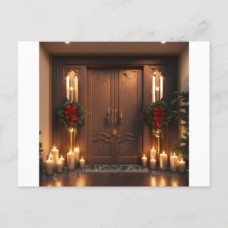 3D prachtige dubbele deuren kerstkaarsen graveren Briefkaart