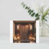 3D prachtige dubbele deuren kerstkaarsen graveren Briefkaart (Staand voorkant)