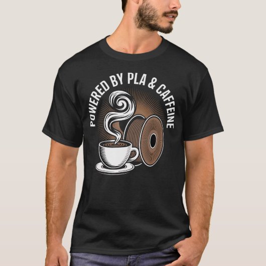 3D Printer Nerd Koffiezetapparatuur Filament Afdru T-shirt (Voorkant)