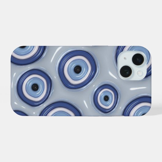 3D Puffy Evil Eye Positieve Vibes Telefoon Case iPhone 15 Case (Achterkant horizontaal)