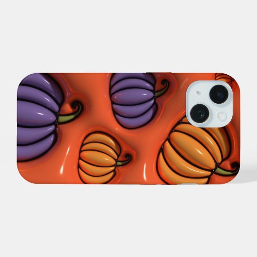 3D Puffy Kleurrijke Herfst Pompoen Telefoon Case iPhone 15 Case (Achterkant horizontaal)