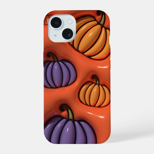 3D Puffy Kleurrijke Herfst Pompoen Telefoon Case iPhone 15 Case (Achterkant)