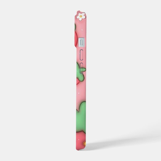 3D Puffy Roze Aardbei Esthetische Telefoon Case iPhone 15 Case (Linkerkant)