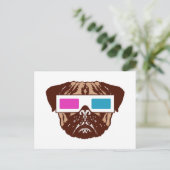 3D Pug Briefkaart (Staand voorkant)