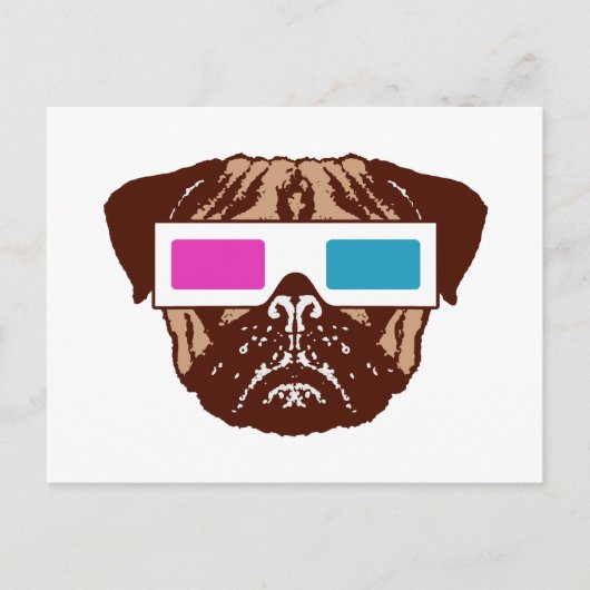 3D Pug Briefkaart (Voorkant)