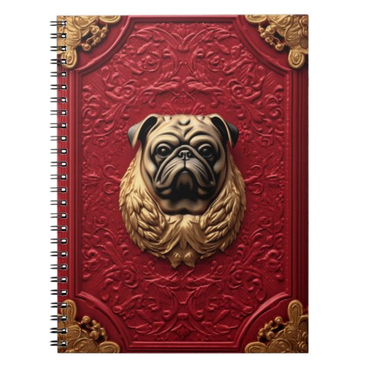 3d Pug Golden Notitieboek (Voorkant)