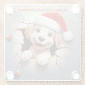 3D Puppy Kerstmis Glazen Onderzetter (Achterkant)