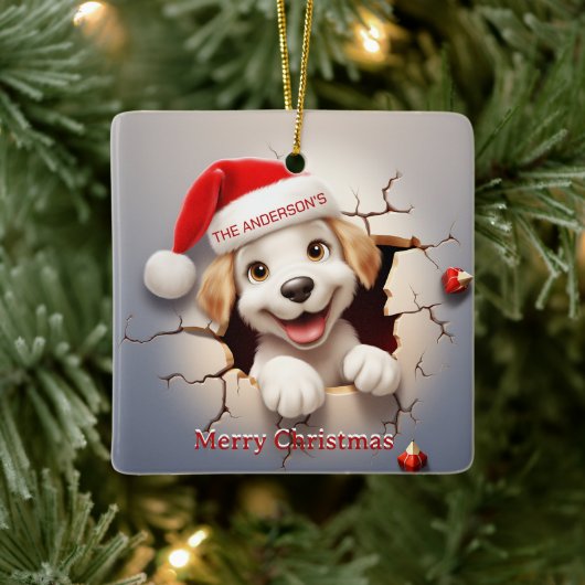 3D Puppy Kerstmis Keramisch Ornament (Boom)