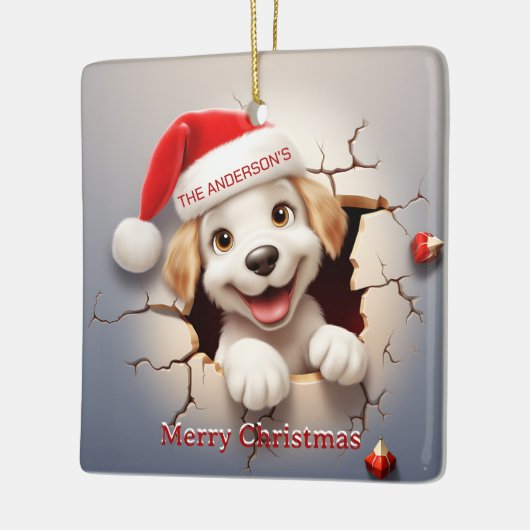 3D Puppy Kerstmis Keramisch Ornament (Links)