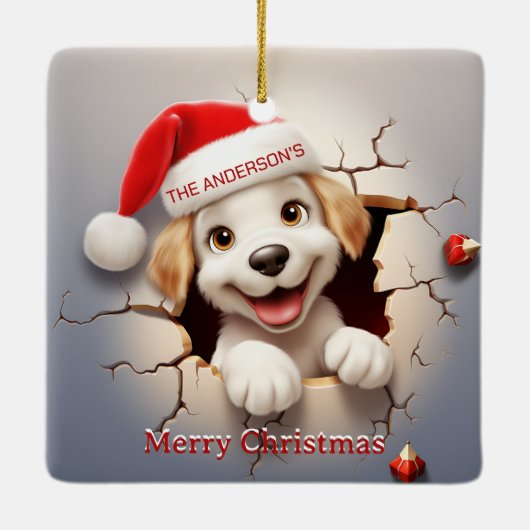 3D Puppy Kerstmis Keramisch Ornament (Achterkant)