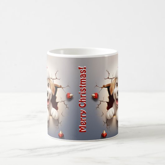 3D Puppy Kerstmis Koffiemok (Center)