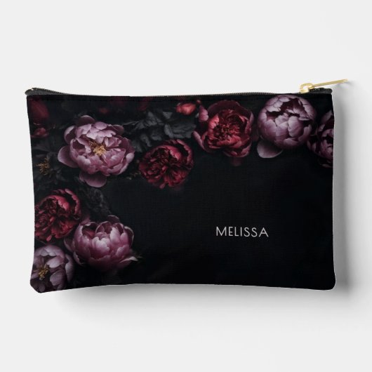 3D Purple Red Peonies Black Background Etui (Achterkant)