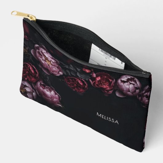 3D Purple Red Peonies Black Background Etui (Open)