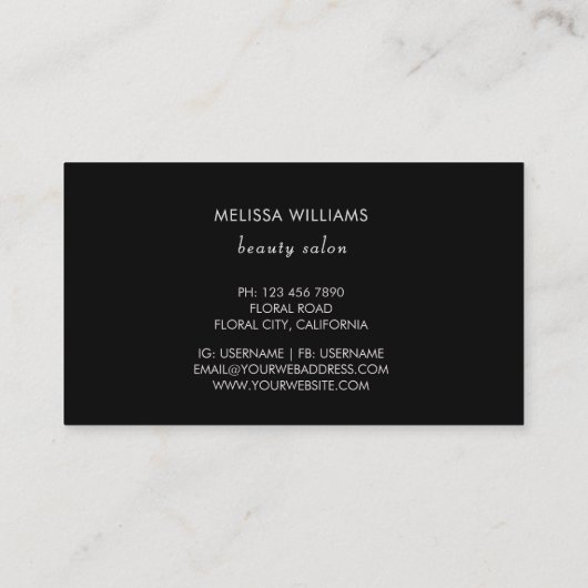 3D Purple Red Peonies Black Background Visitekaartje (Achterkant)