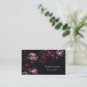 3D Purple Red Peonies Black Background Visitekaartje (Staand voorkant)