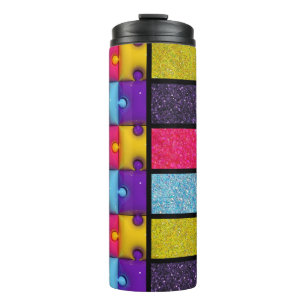3D puzzel & Faux glitter Thermische Tumbler Thermosbeker