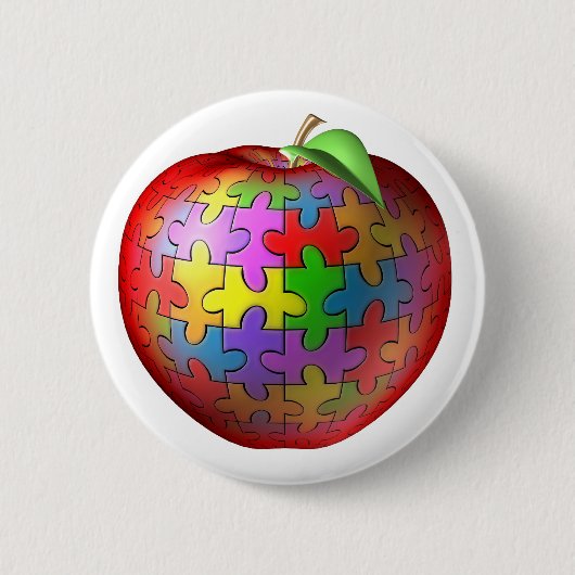 3D Puzzle Apple Ronde Button 5,7 Cm (Voorkant)