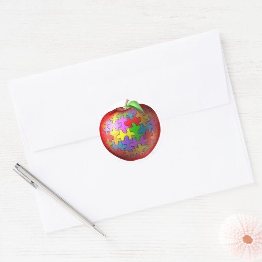 3D Puzzle Apple Ronde Sticker (Envelop)