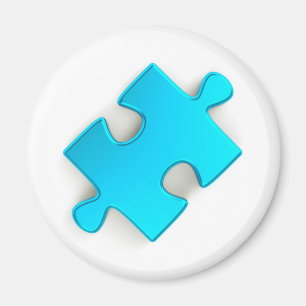 3D Puzzle Piece (Metallic Light Blue) Magneet