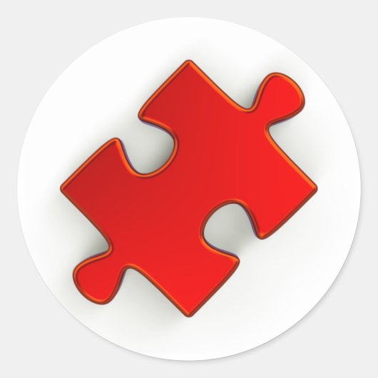 3D Puzzle Piece (Metallic Red) Klassieke ronde Sti Ronde Sticker (Voorkant)