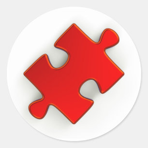 3D Puzzle Piece (Metallic Red) Klassieke ronde Sti Sticker