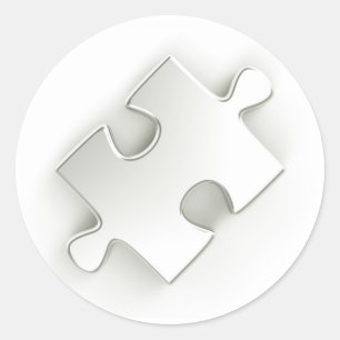 3D Puzzle Piece (Metallic Silver) Ronde Sticker