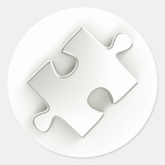 3D Puzzle Piece (Metallic Silver) Ronde Sticker