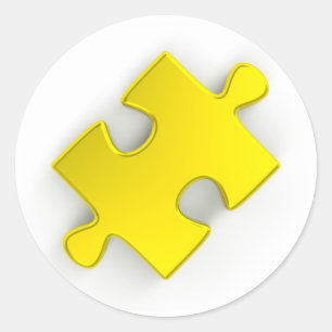 3D Puzzle Piece (metallisch goud) Ronde Sticker