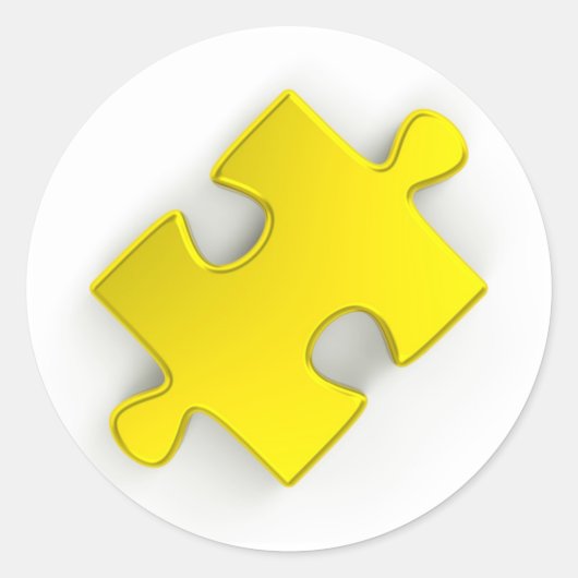 3D Puzzle Piece (metallisch goud) Ronde Sticker (Voorkant)