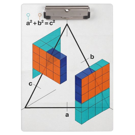 3D Pythagorean Theorem Math Clipboard Klembord (Voorkant)