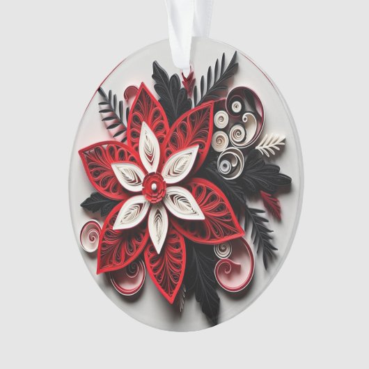 3d Quilled Paper Art Christmas Flower Ornament (voorkant)