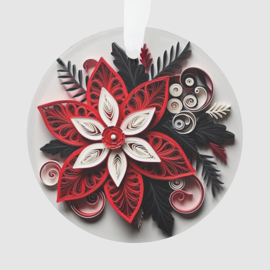 3d Quilled Paper Art Christmas Flower Ornament (voorkant)