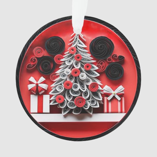 3d Quilled Paper Art Kerstboom en Sneeuwvlokken Ornament (voorkant)